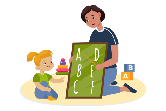 Download Girl with Teacher Learn English Alphabet - Learn english Collection