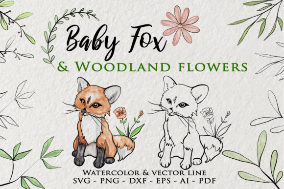 Download Baby Fox Clipart Woodland Flower - Premium Bundle