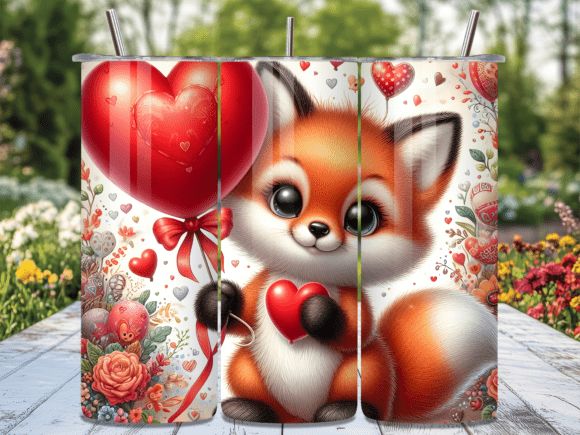 Download Baby Fox Heart Valentine Tumbler Wrap - Premium Resources