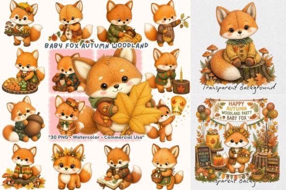 Download Autumn Woodland Baby Fox Watercolor - Premium Resources